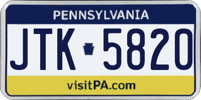 PA license plate JTK5820