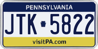 PA license plate JTK5822