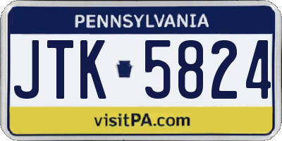 PA license plate JTK5824