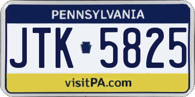 PA license plate JTK5825