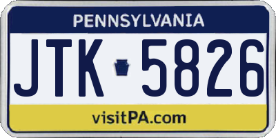 PA license plate JTK5826