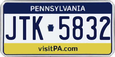 PA license plate JTK5832