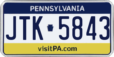 PA license plate JTK5843