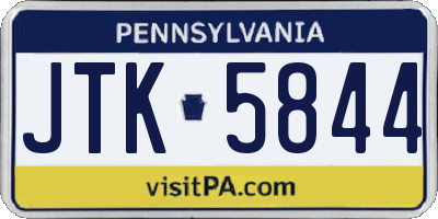 PA license plate JTK5844