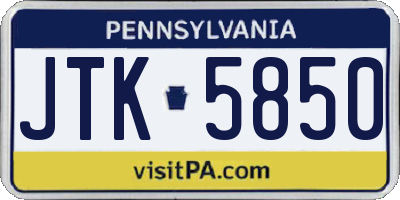 PA license plate JTK5850