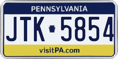 PA license plate JTK5854