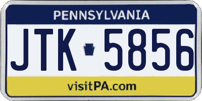 PA license plate JTK5856
