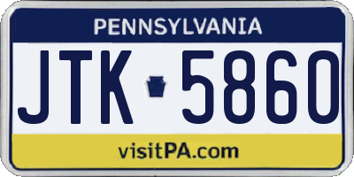 PA license plate JTK5860