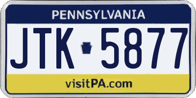 PA license plate JTK5877