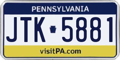 PA license plate JTK5881