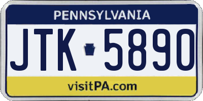 PA license plate JTK5890