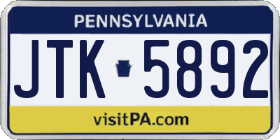 PA license plate JTK5892