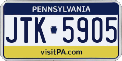 PA license plate JTK5905