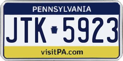 PA license plate JTK5923