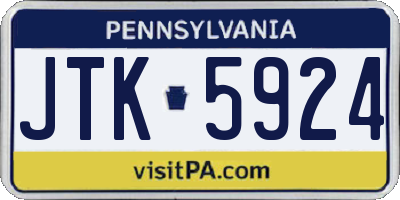 PA license plate JTK5924