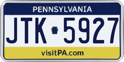 PA license plate JTK5927