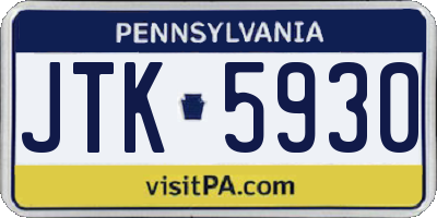 PA license plate JTK5930