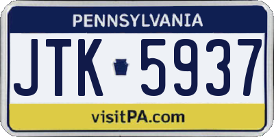 PA license plate JTK5937