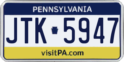 PA license plate JTK5947
