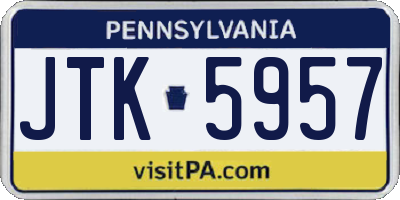 PA license plate JTK5957
