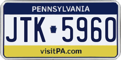 PA license plate JTK5960