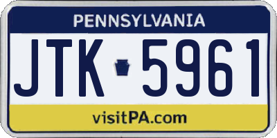 PA license plate JTK5961