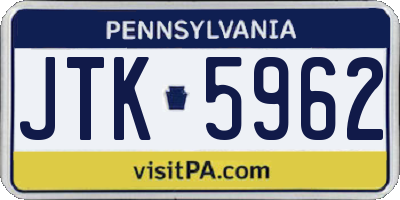 PA license plate JTK5962