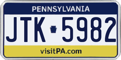 PA license plate JTK5982
