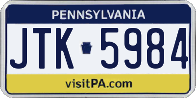 PA license plate JTK5984