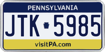PA license plate JTK5985