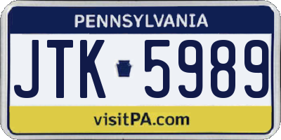 PA license plate JTK5989