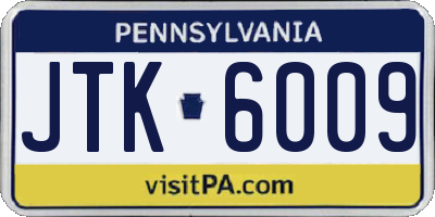 PA license plate JTK6009