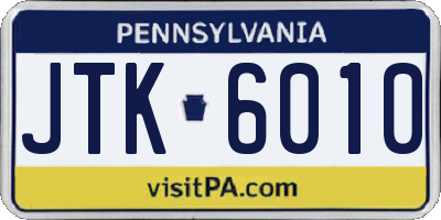 PA license plate JTK6010