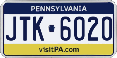 PA license plate JTK6020