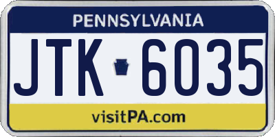 PA license plate JTK6035