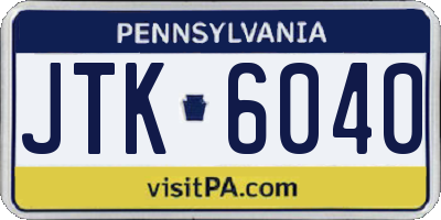 PA license plate JTK6040