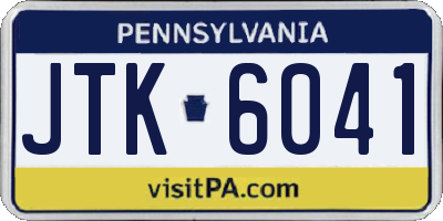 PA license plate JTK6041