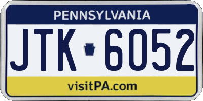 PA license plate JTK6052