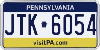 PA license plate JTK6054