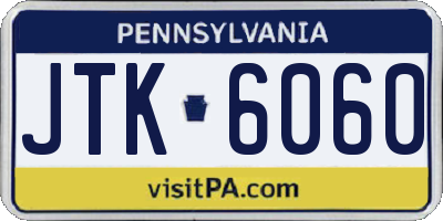 PA license plate JTK6060