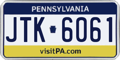 PA license plate JTK6061