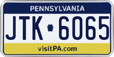 PA license plate JTK6065