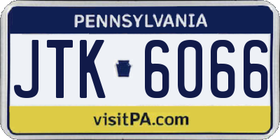 PA license plate JTK6066