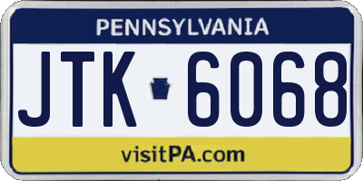 PA license plate JTK6068