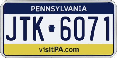 PA license plate JTK6071