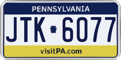 PA license plate JTK6077