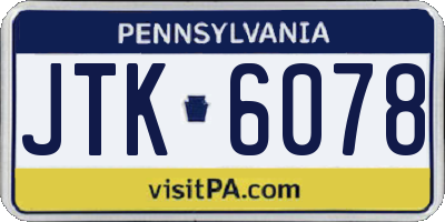 PA license plate JTK6078