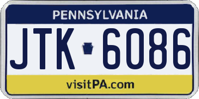 PA license plate JTK6086