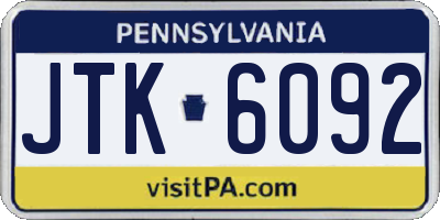 PA license plate JTK6092