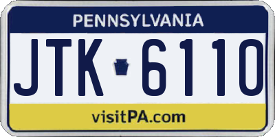 PA license plate JTK6110